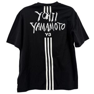 adidas Y-3 Yohji Yamamoto Signature Logo 3-Stripes Tee Black Size Small NWOT VTG
